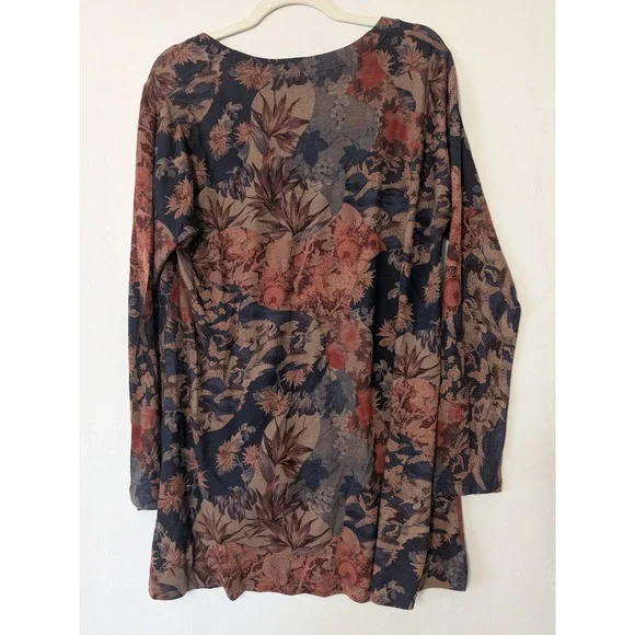 Soft Surroundings Floral Patchwork Long Sleeve V Neck Tunic Top Women's Size 1X - Picture 2 of 7